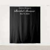 モダン ミニマル ブラック ブライダル シャワー フォト タペストリー (正面)