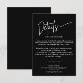 モダン ミニマル ブラック＆ホワイト ウェディングの詳細 エンクロージャーカード (正面/裏面)