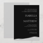 モダン ミニマル ブラック＆ホワイト ウェディング インビテーション (正面/裏面)