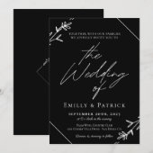 モダン ミニマル ブラック＆ホワイト ウェディング クラシック 招待状 (正面/裏面)