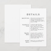 モダン ミニマル ブラック＆ホワイト ウェディング デイテール エンクロージャーカード (正面/裏面)