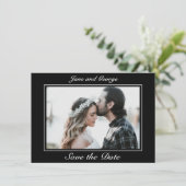 モダン ミニマル ブラック ホワイト ウェディング フォト セーブザデート (スタンド正面)