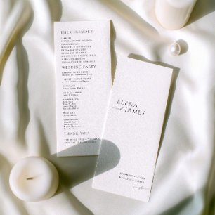 モダン ミニマル ブラック＆ホワイト ウェディング プログラム