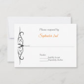 モダン ミニマル ブラック&ホワイト ウェディング RSVP 招待状 (正面)