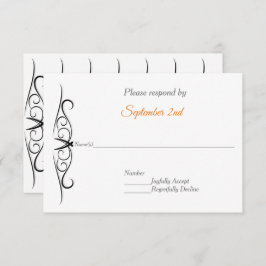 モダン ミニマル ブラック＆ホワイト ウェディング RSVP 招待状