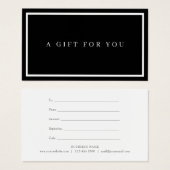 モダン ミニマル ブラック＆ホワイト ギフト証明書 (正面&裏面)