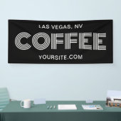 モダン ミニマル ブラック＆ホワイト コーヒー 横断幕 (トレードショー)