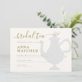 モダン ミニマル ブラック ホワイト ゴールド ブライダル ティーパーティー 招待状 (スタンド正面)