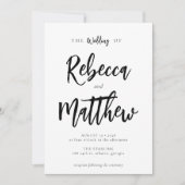 モダン ミニマル ブラック ホワイト スクリプト ウェディング 招待状 (正面)