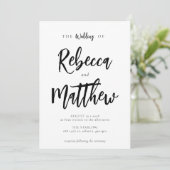 モダン ミニマル ブラック ホワイト スクリプト ウェディング 招待状 (スタンド正面)