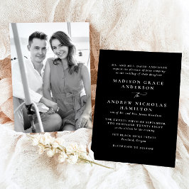モダン ミニマル ブラック＆ホワイト フォト ウェディング 招待状