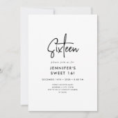 モダン ミニマル ブラック＆ホワイト フォト スイート16 招待状 (正面)