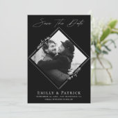 モダン ミニマル ブラック＆ホワイト フォト セーブザデート (スタンド正面)