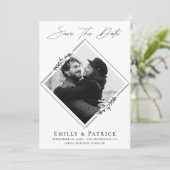 モダン ミニマル ブラック＆ホワイト フォト セーブザデート (スタンド正面)