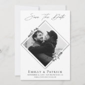 モダン ミニマル ブラック＆ホワイト フォト セーブザデート (正面)