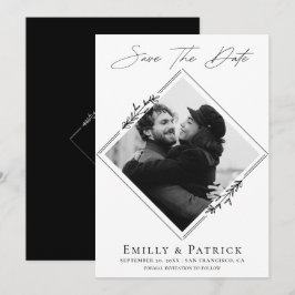 モダン ミニマル ブラック＆ホワイト フォト セーブザデート