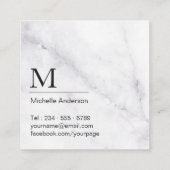 モダン ミニマル ブラック ホワイト マーブル モノグラム ロゴ スクエア名刺 (裏面)