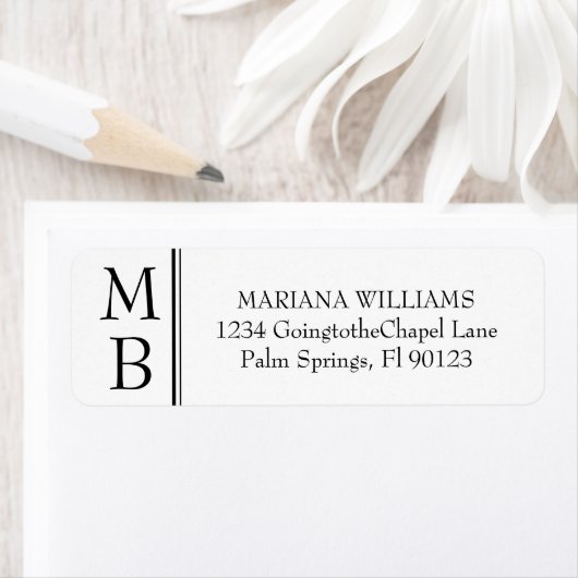 モダン ミニマル ブラック&ホワイト 結婚式 RSVP ラベル (インサイチュ)