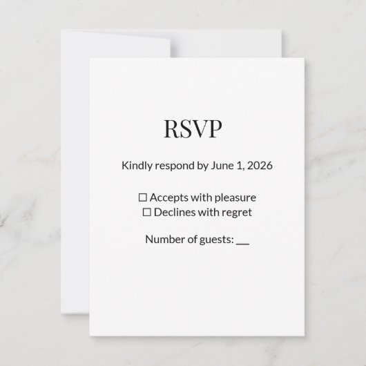 モダン ミニマル ブラック ホワイト RSVP カード テンプレート (正面)