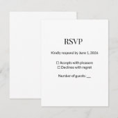 モダン ミニマル ブラック ホワイト RSVP カード テンプレート (正面/裏面)