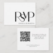 モダン ミニマル ブラック ホワイト RSVP QR コード エンクロージャーカード (正面/裏面)