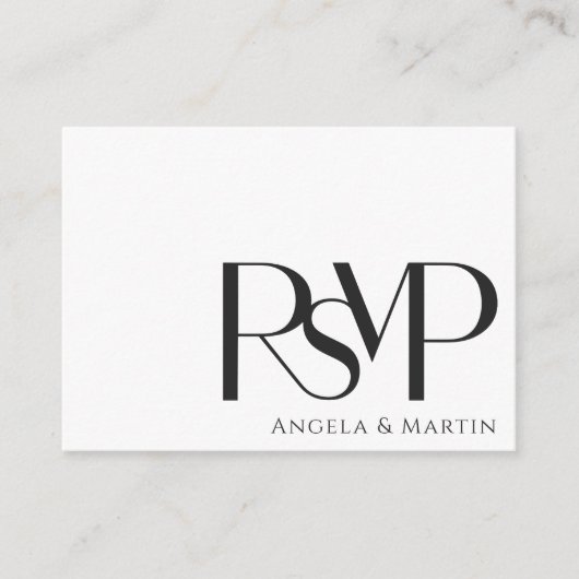 モダン ミニマル ブラック ホワイト RSVP QR コード エンクロージャーカード (正面)
