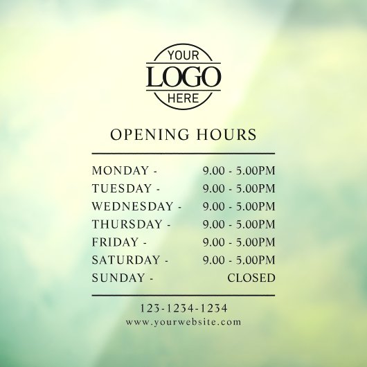 モダン ミニマル ブラック | 営業時間 ウィンドウサイン (シート3)