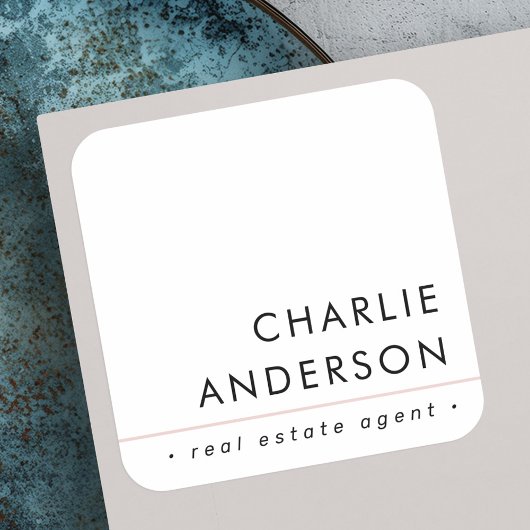 モダン ミニマル ブラッシュ ピンク ライン ホワイト プロフェッショナル スクエアシール