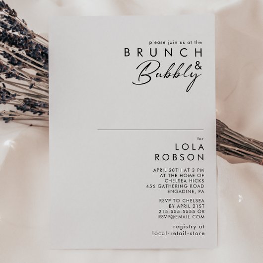 モダン ミニマル ブランシュとバブル シャワー 招待状