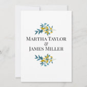 モダン ミニマル ブルーボタニカル ウェディング 招待状 (裏面)