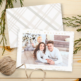 モダン ミニマル プラッド フォト ハッピーホリデー シーズンカード