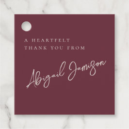 モダン ミニマル プラム ブライダル シャワー フェイバータグ