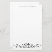 モダン ミニマル プロフェッショナル フラワー パターン 便箋 (正面/裏面)