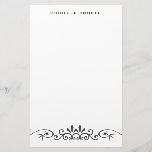 モダン ミニマル プロフェッショナル フラワー パターン 便箋 (正面)
