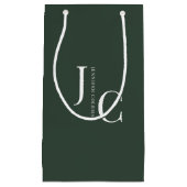 モダン ミニマル プロフェッショナル モノグラム ダークグリーン スモールペーパーバッグ (正面)