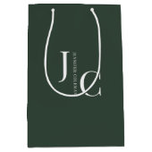 モダン ミニマル プロフェッショナル モノグラム ダークグリーン ミディアムペーパーバッグ (正面)