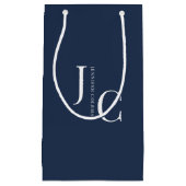 モダン ミニマル プロフェッショナル モノグラム ネイビーブルー スモールペーパーバッグ (正面)