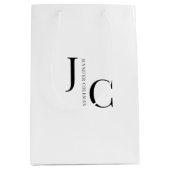モダン ミニマル プロフェッショナル モノグラム ホワイト ミディアムペーパーバッグ (正面)