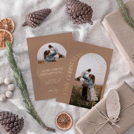 モダン ミニマル ベージュ アーチ 2 枚組 メリークリスマス 箔シーズンカード