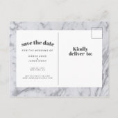 モダン ミニマル ホワイト大理石 Save the Date 案内ポストカード (裏面)