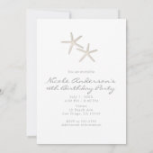 モダン ミニマル ホワイト グレー ビーチ スイート16 パーティー 招待状 (裏面)