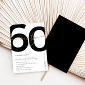 モダン ミニマル ホワイト&ゴールド 60歳の誕生日パーティー 招待状