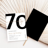 モダン ミニマル ホワイト & ゴールド 70歳 誕生日パーティー 招待状
