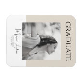 モダン ミニマル ホワイト ブラウン フォト 卒業式 マグネット (横)