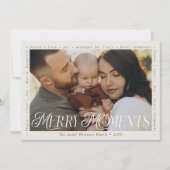 モダン ミニマル ボウ メリー モーメンツ フォト コラージュ シーズンカード (正面)