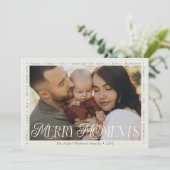 モダン ミニマル ボウ メリー モーメンツ フォト コラージュ シーズンカード (スタンド正面)