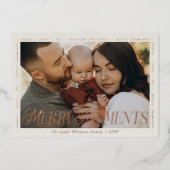 モダン ミニマル ボウ メリー モーメンツ フォト コラージュ 箔シーズンカード (正面)