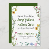 モダン ミニマル ボタニカル フラワーリ 招待状 (正面/裏面)