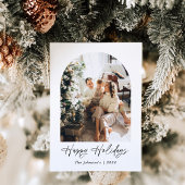 モダン ミニマル ボヘミアンハッピー ホリデーズ アーチ フォト 招待状