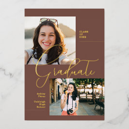 モダン ミニマル ボーホ | 卒業写真パーティー 箔招待状